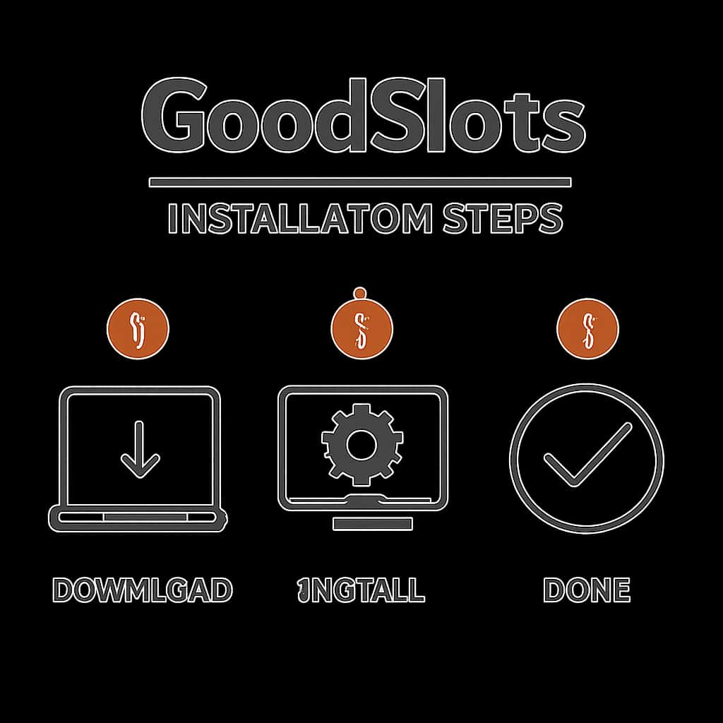 An educational diagram showing the installation process for GoodSlots.