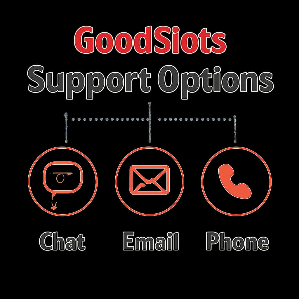 Diagram illustrating the features of GoodSlots Support Options.